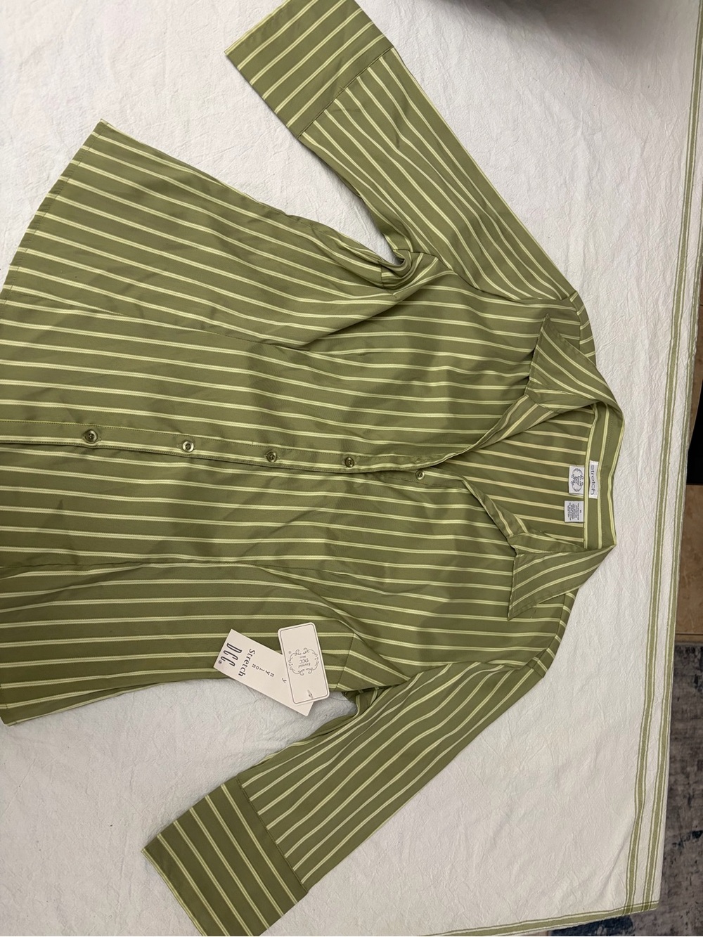 DC Olive Green Striped Button-Front Blazer